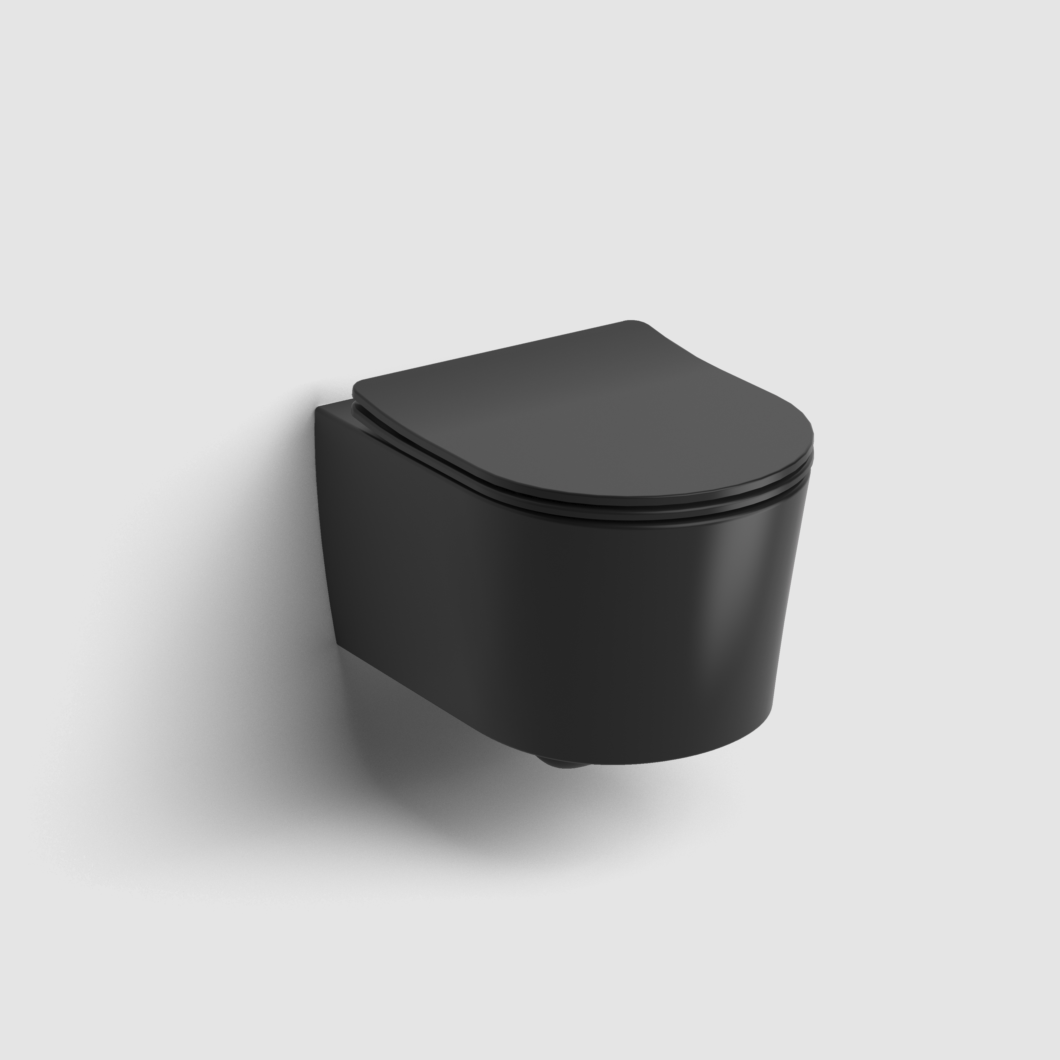 Clou InBe 1 wandtoilet met toiletzitting, versie 48 cm, mat zwart